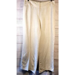 Alfani Womens Wide Leg Linen Blend Pants Size 8 Beige Pockets Flowy Careerwear